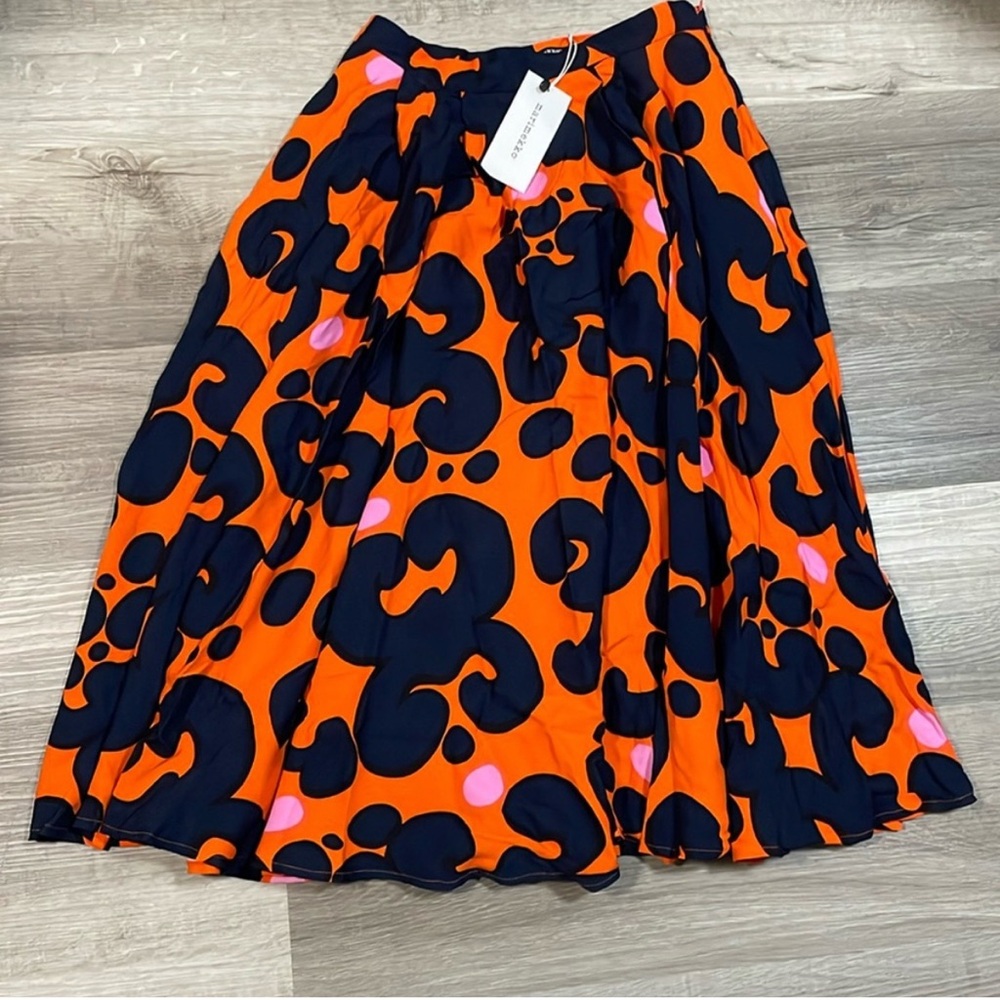 Marimekko Orange and Navy Midi Skirt